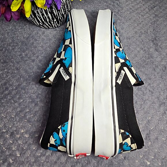 VANS Off the Walls Classic Slip-On Blue Butterfly Checkerboard - Picture 5 of 10